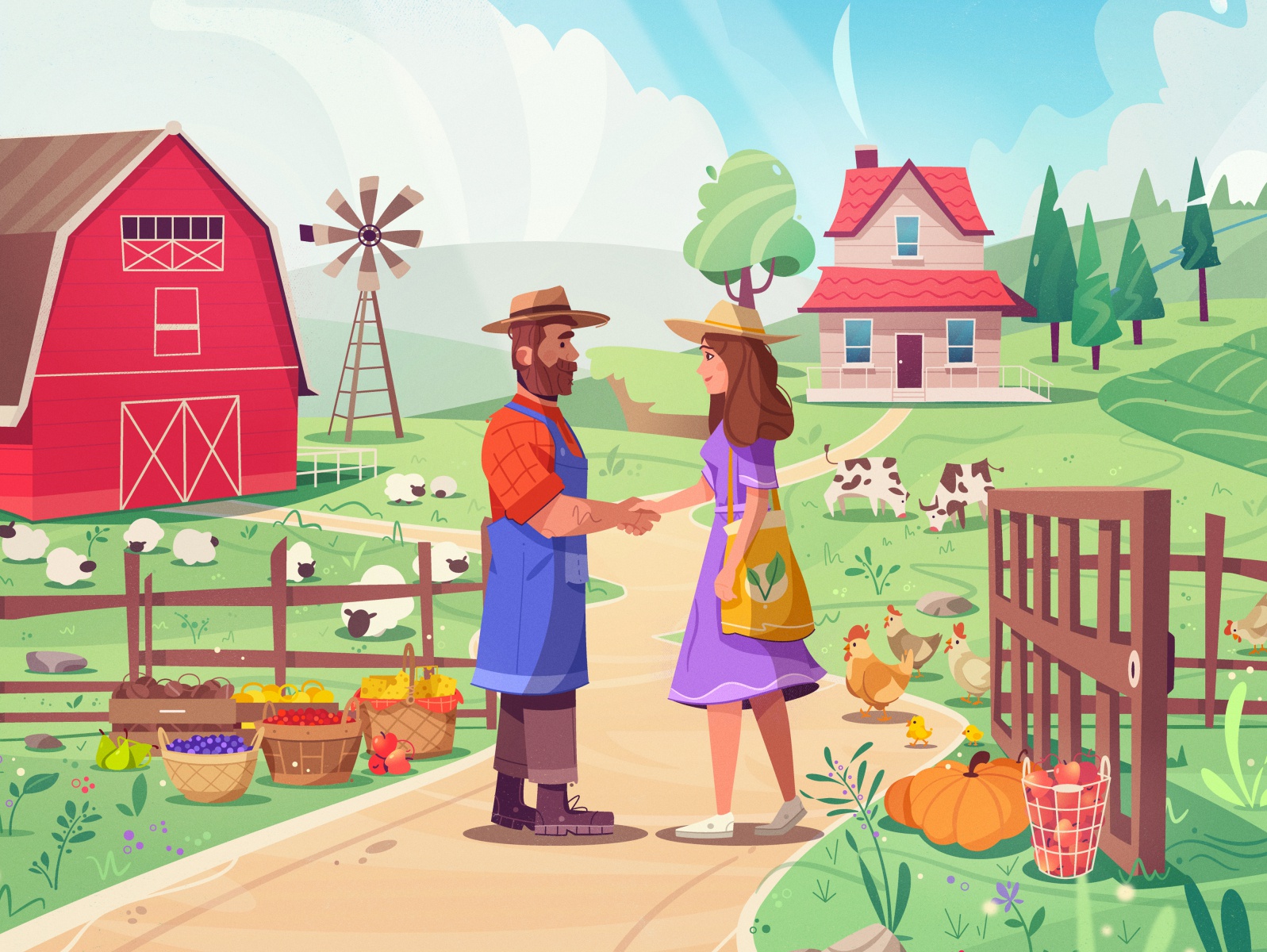 Good deal buyer farmer farm art design character cartoon vector illust.jpg