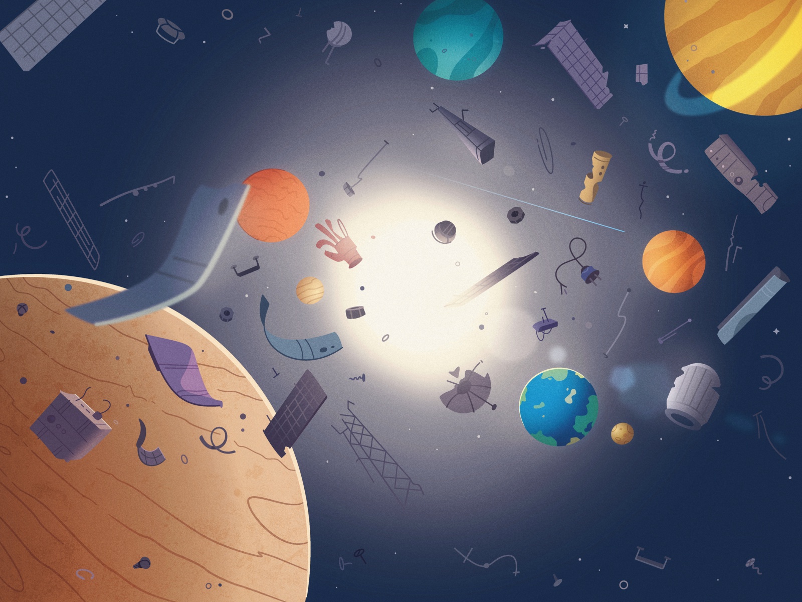 Space debris earth procreate problem pollution junk planet debris tras.jpg