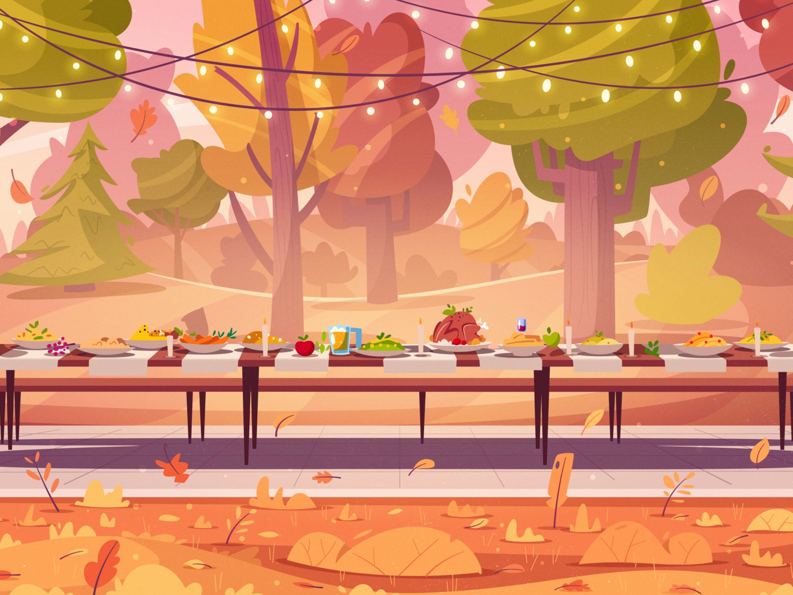 Thanksgiving dinner dinner food table wood forest trees thanksgiving d.jpg