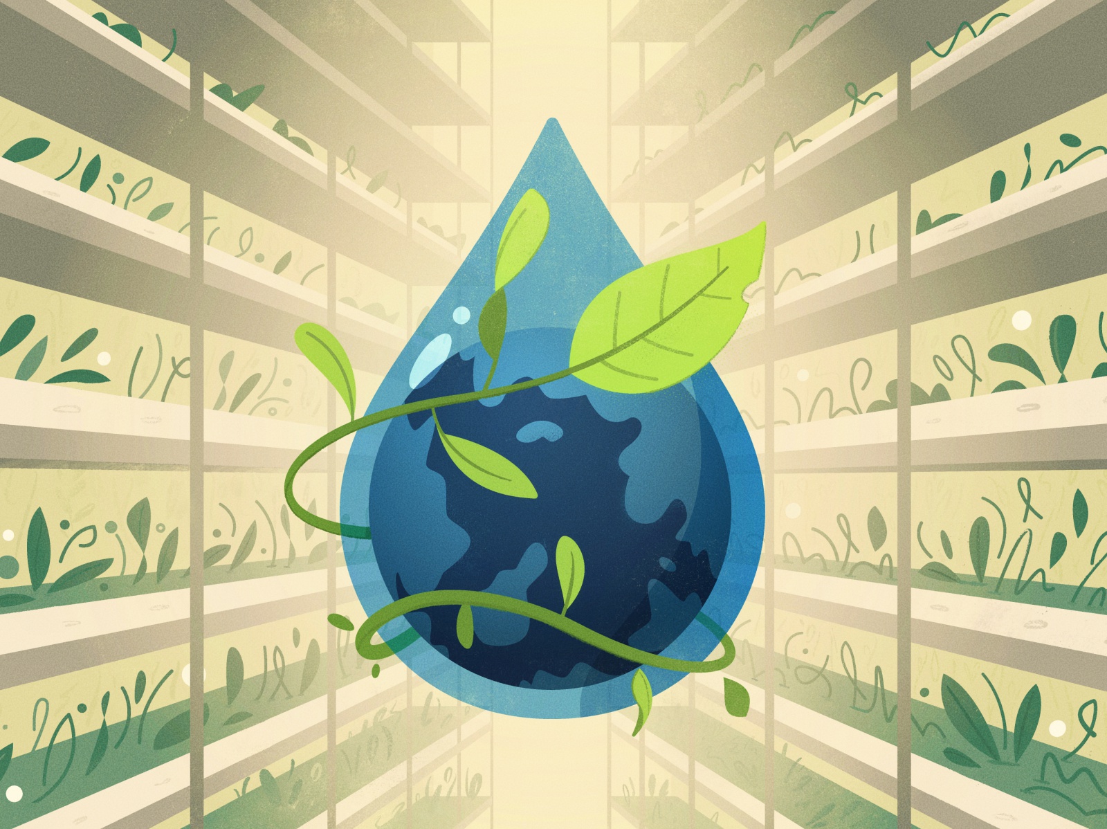 Water saving art plant earth saving global water farm cartoon vector i.jpg