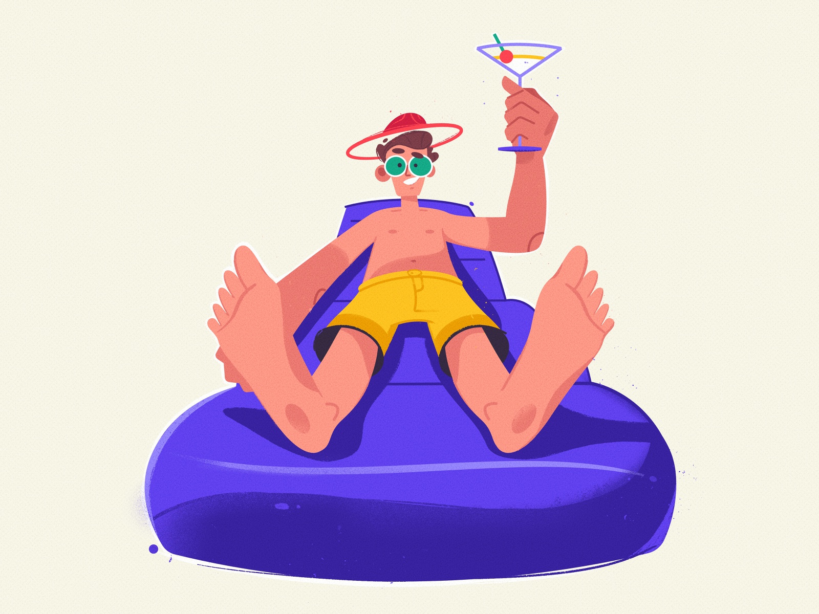 Weekend summer swimming pool weekend illustrator procreate flat funny.jpg