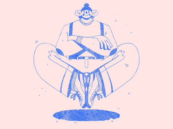 a funny person with a lot of self-confidence halftone magic levitation.png