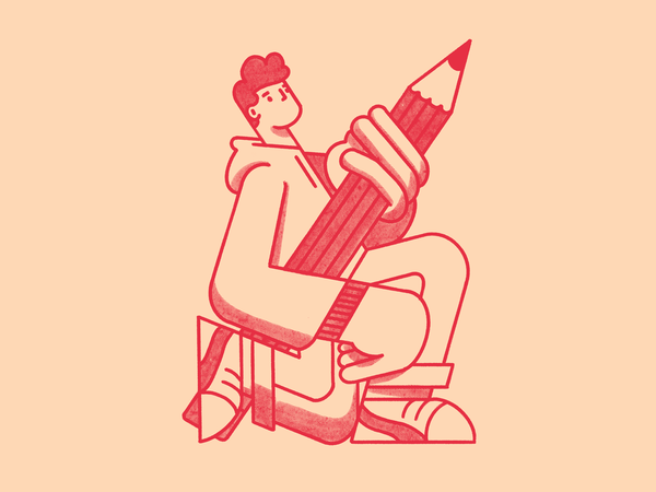 a man is struggling to lift a huge pencil streatwear big pencil pen ma.png