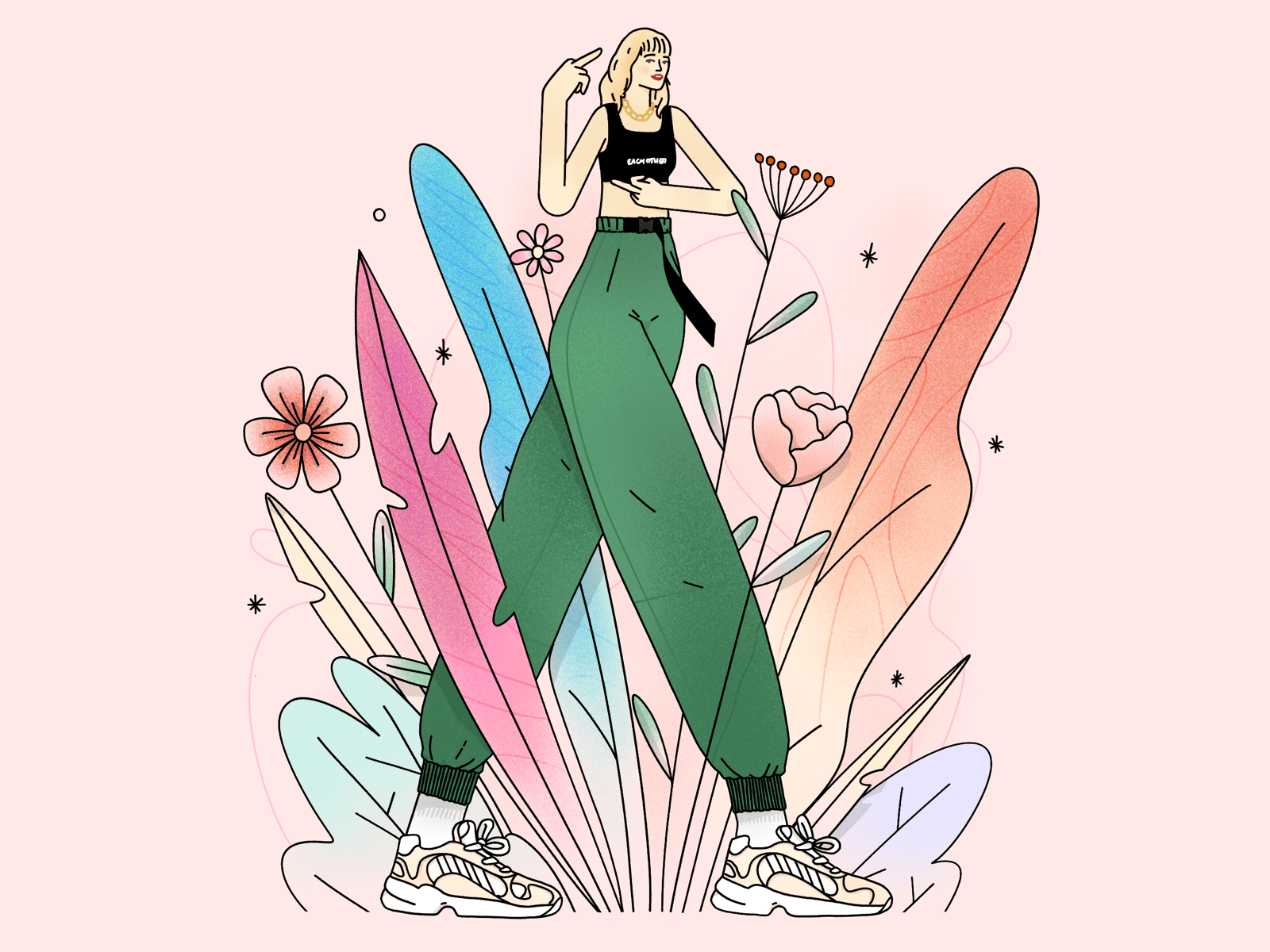 Angèle  plants middlefinger angeles halftone abstract outline streetwe.png