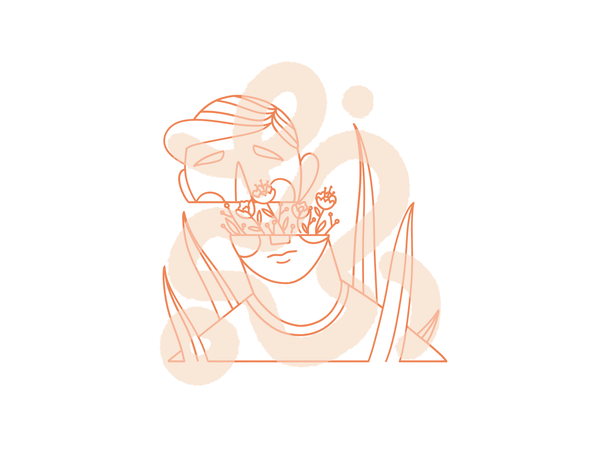 Exhibition 1 clean minimalist portrait abstract split plant man pri.png