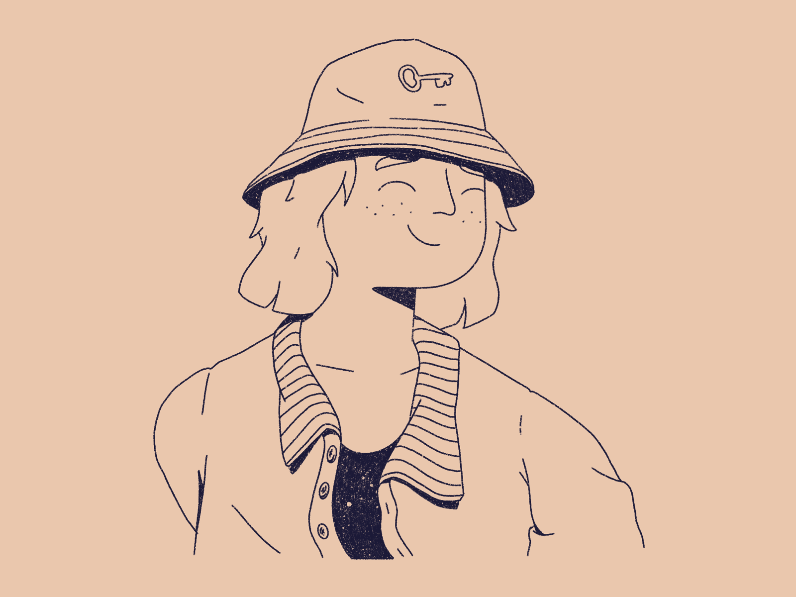 Girl with a bucket hat bucket hat outfit girl outline streetwear patte.png