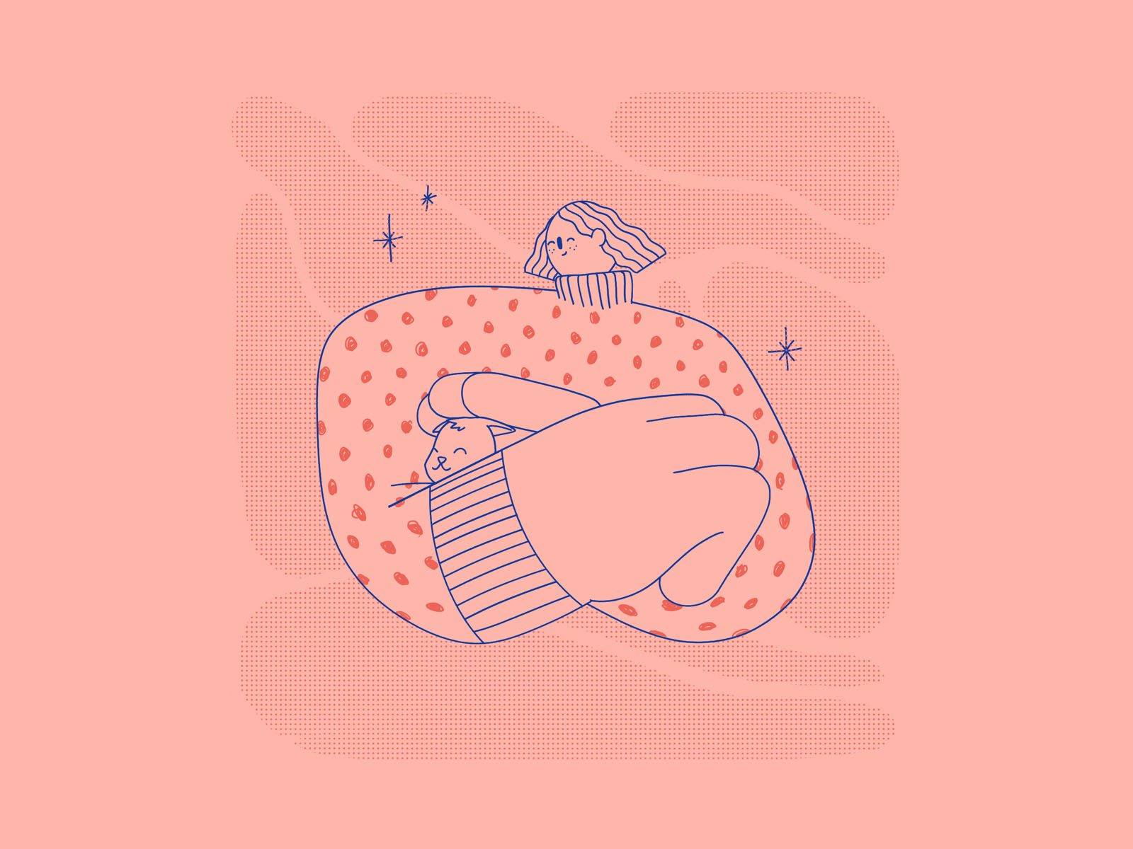 Girl with a kitten cat halftone abstract outline streetwear pattern do.jpg