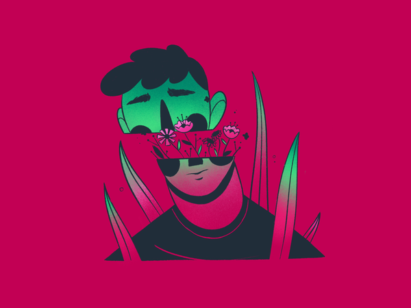 Illustration procreate illustration dark gradient head flowers man me.png
