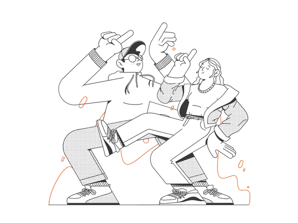 Illustration Time to Dance dance music club boy girl dance streetwear.png