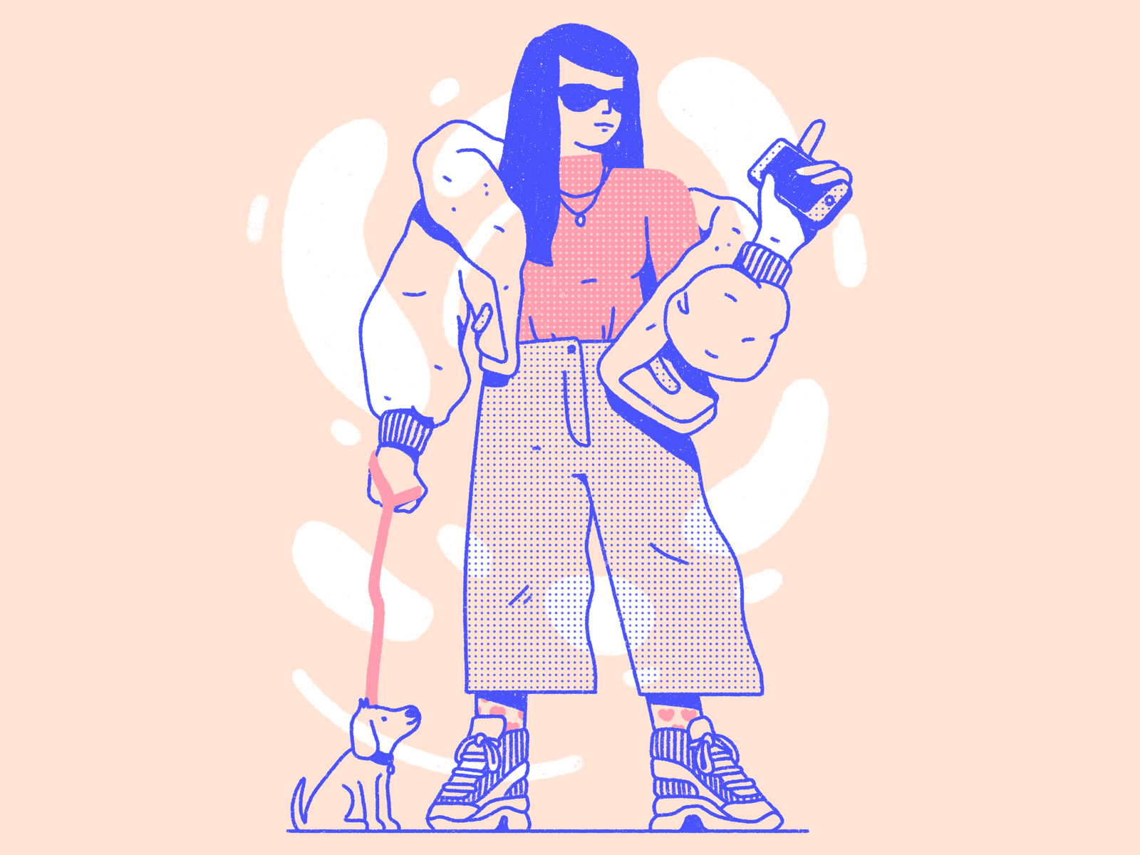 Instafluencer girl dog halftone abstract outline streetwear pattern do.png