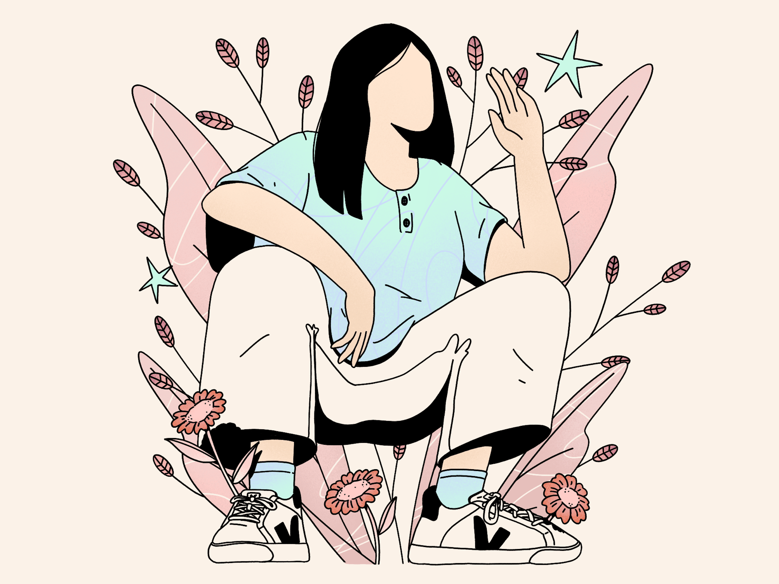 Squatin in da bushes vibe girl halftone abstract outline streetwear pa.png