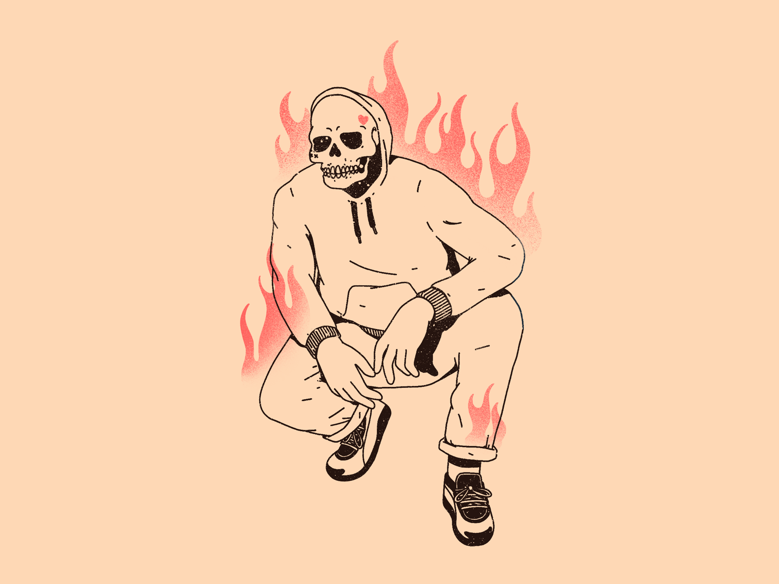 Vladimir Cauchemar skull fire abstract outline streetwear pattern dots.png