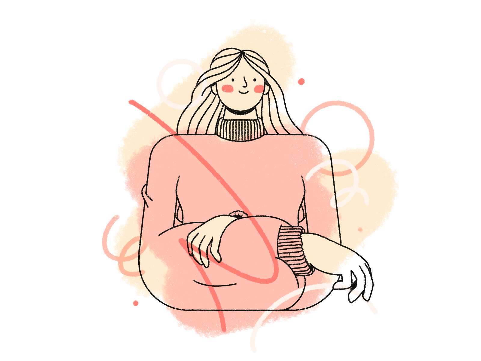 just chillin girl abstract outline streetwear pattern dots texture pro.png
