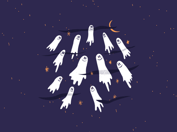 ️  fun stars halftone texture night halloween spooky fly ghost illust.png