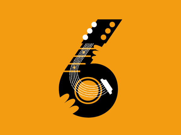 6 white orange black texture 6 hand illustration number music guitar.png