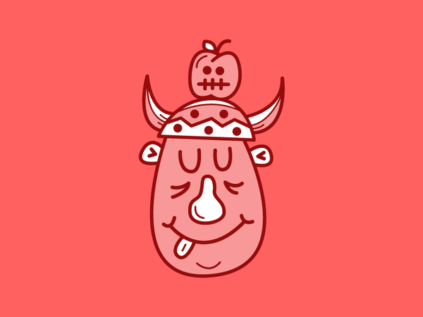 A 20-minute viking horn tongue nose character face apple fun viking do.png