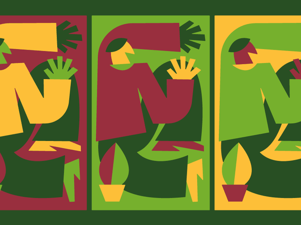 A man and a houseplant doodle vector fun character man illustration.png