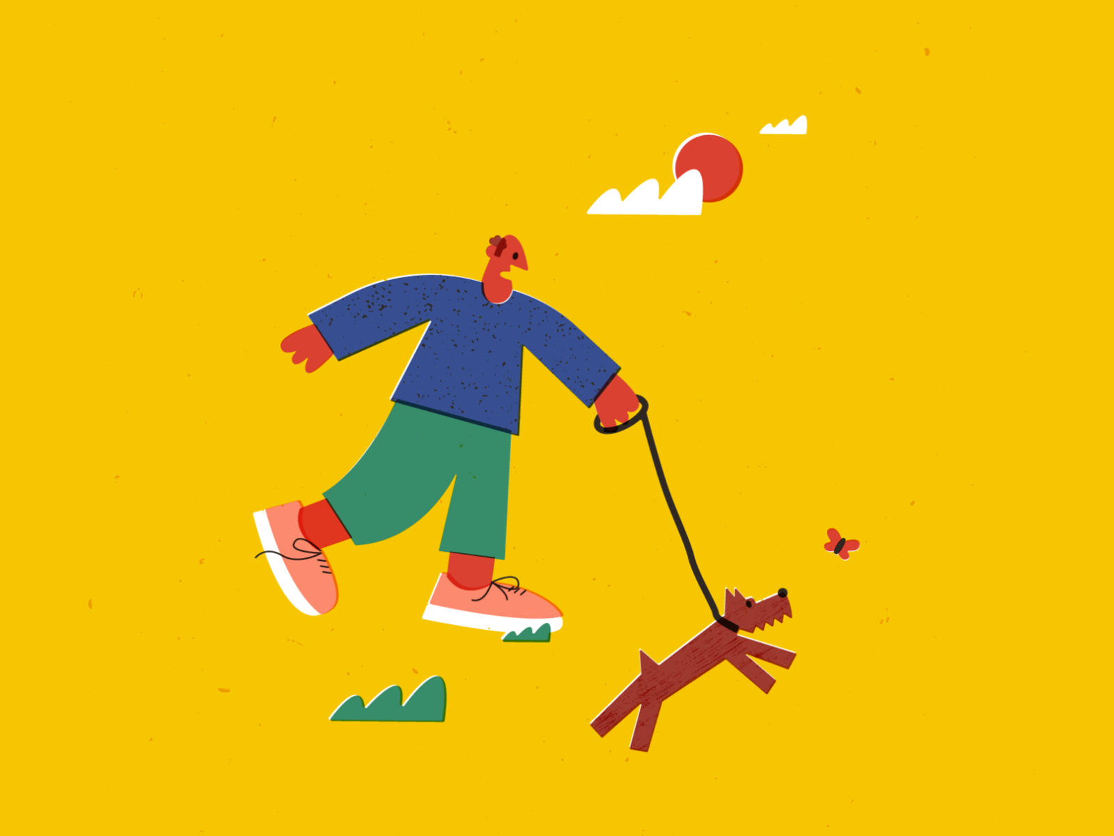 butterfly dog doodle character vector art illustration.png