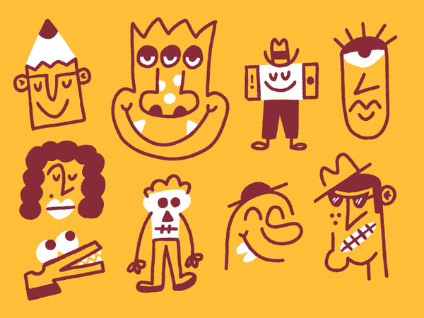 Character doodlin illustration doodle drawing skull phone pencil lady.png