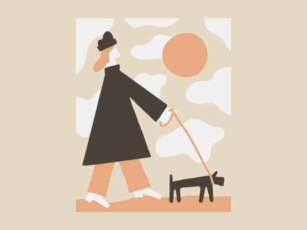 clouds sun drawing procreate lady walk dog illustration art.png