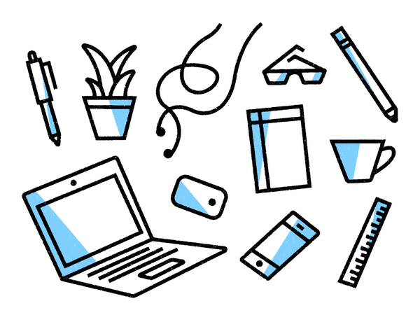 Desk things design pencil glasses texture stroke tools desk illustrati.png