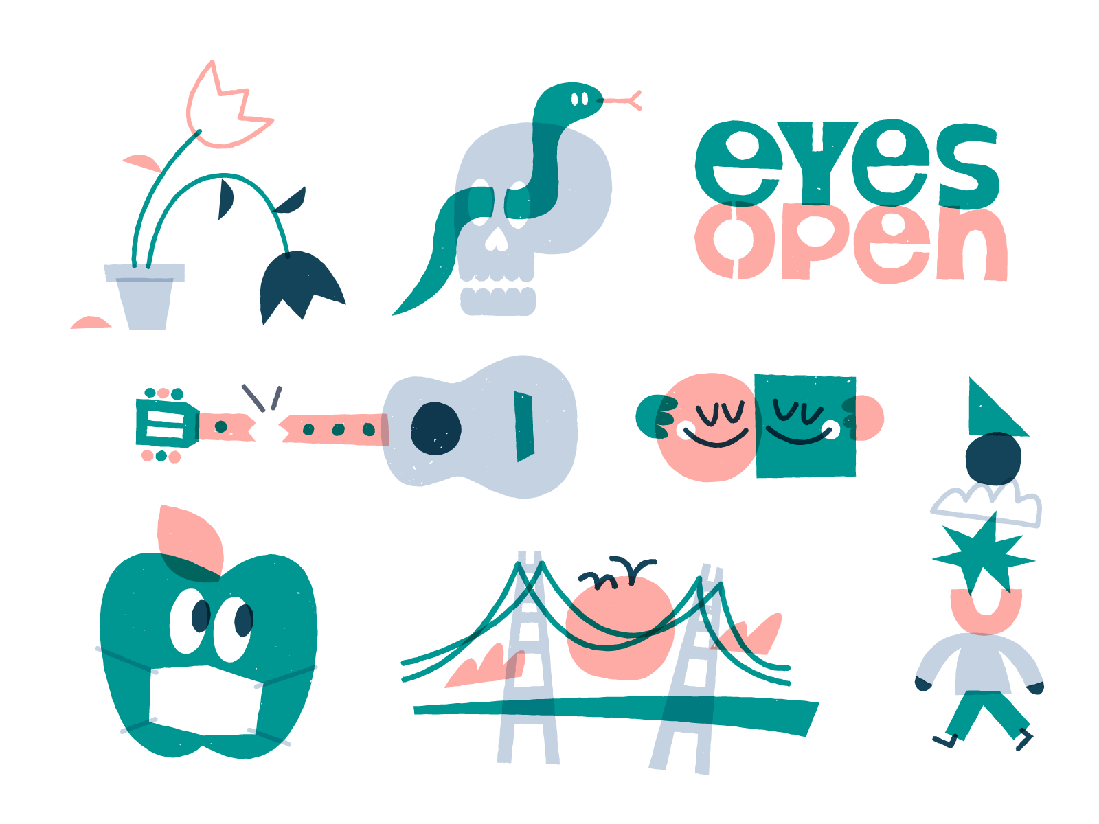 Eyes open  texture fun character vector art illustration.png