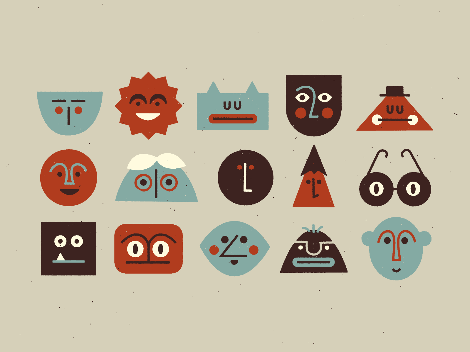 Fun with faces faces face fun character doodle vector texture art illu.png