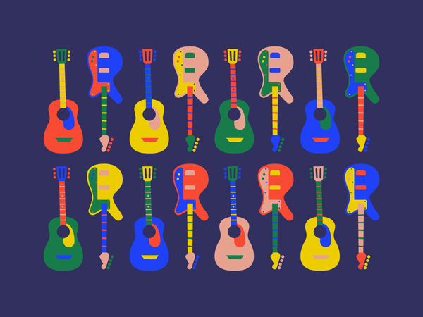 Guitar party music popart vector flat guitar illustration.png