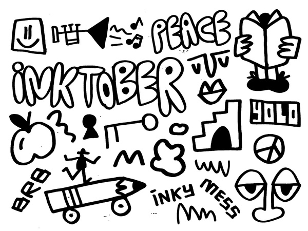 Inktober apple yolo illustration fun loose doodle ink drawing art inkt.jpg