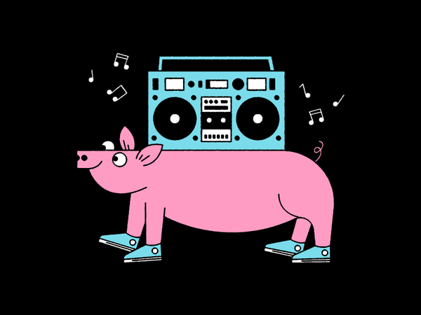 Man that pigs got the best tunes  vector jamming chucks music solid te.png
