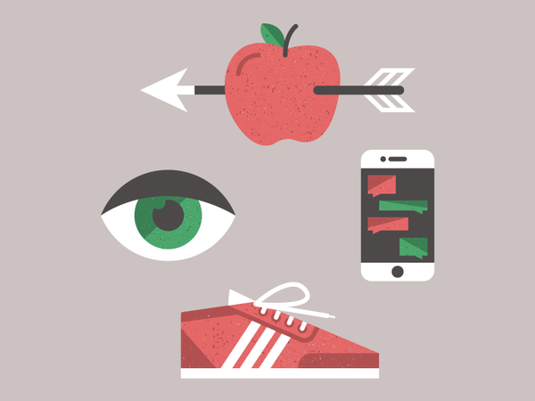 New frontiers in texturing phone arrow apple eyeball shoe illustration.png