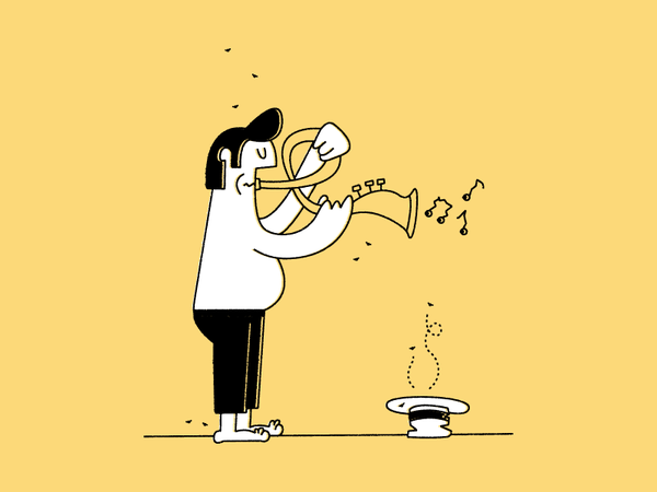 No Problem man character vector texture hat flies shoes shirt trumpet.png