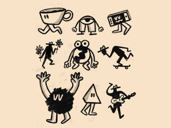 Of the character variety pencil charcoal texture fun doodle character.png