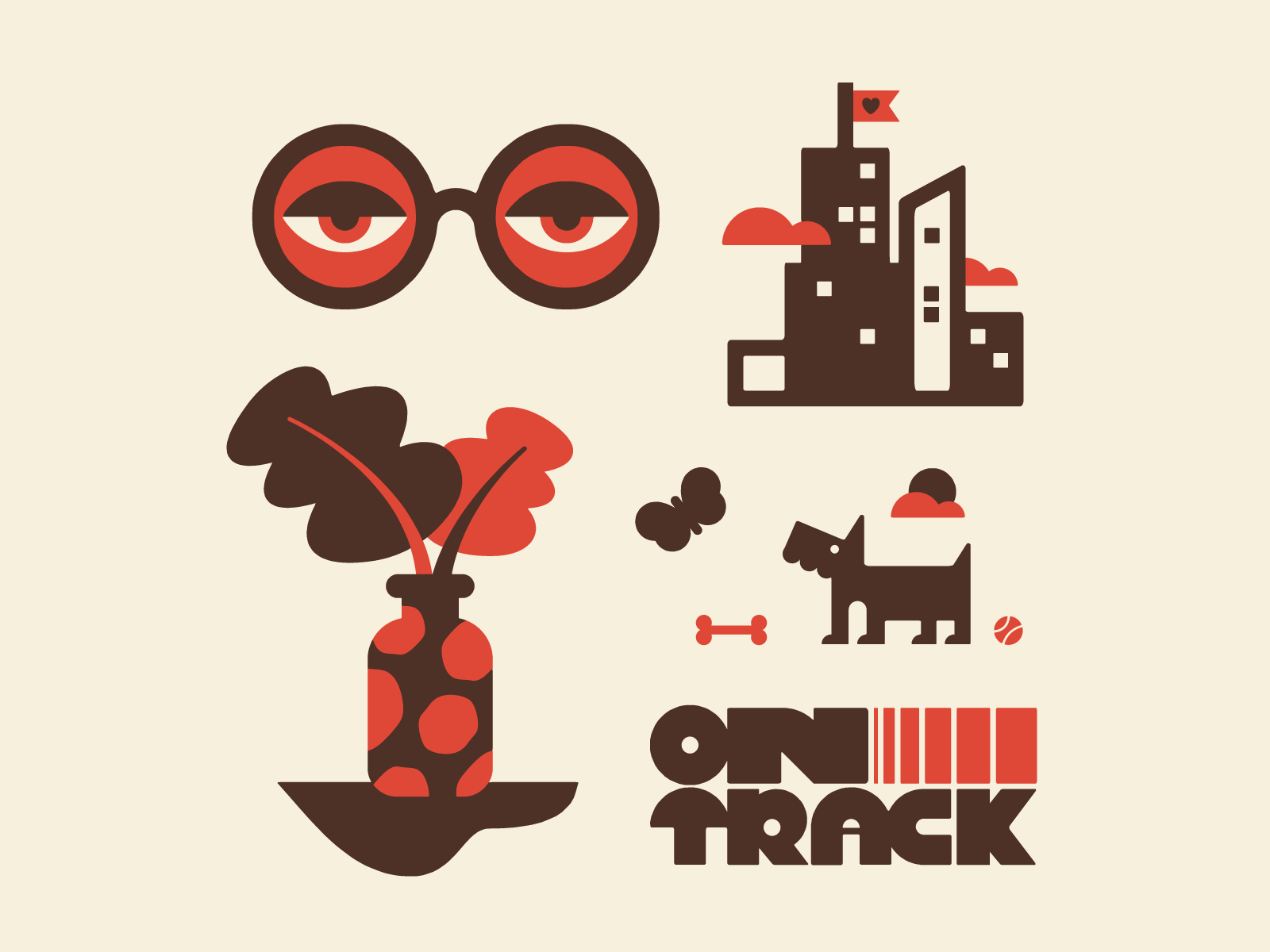 ON TRACK lettering design fun character doodle art vector illustration.png