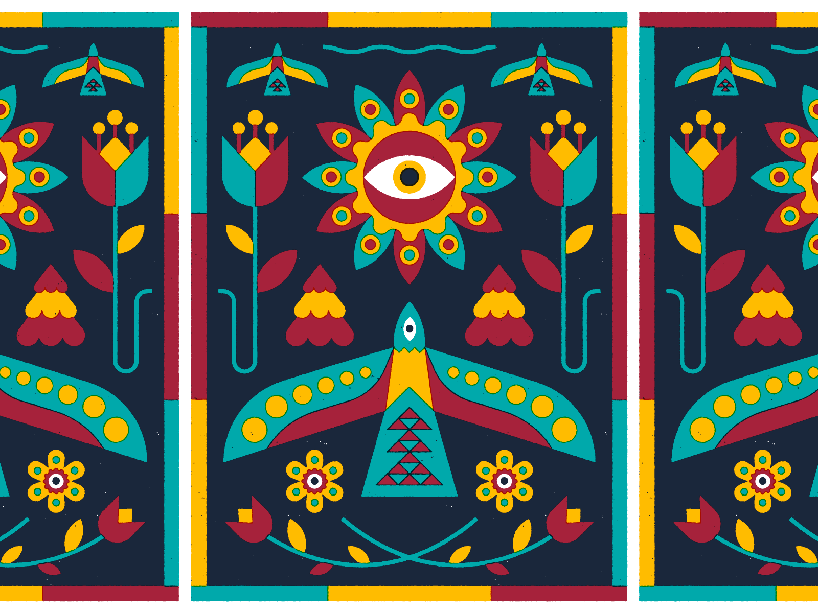 screenprint eye flower print vector art illustration.png