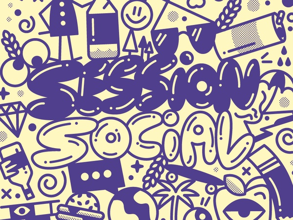 Session Social party beer halftone vector hectic poster illustration d.jpg