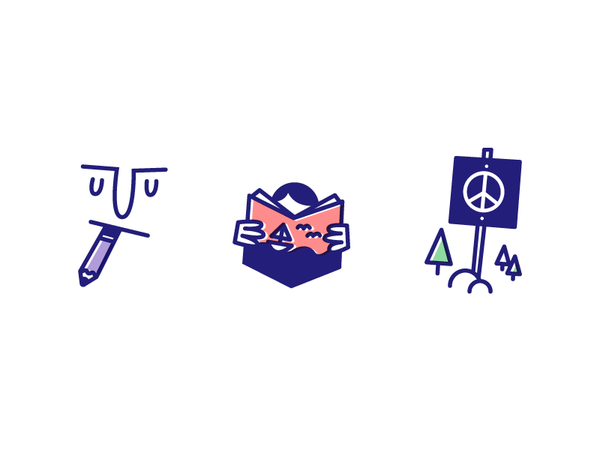 Six-pack pt.2 vector character face pencil book reading stroke illustr.png