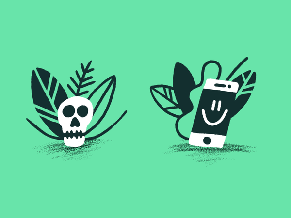 Still life  drawing leaf loose procreate phone plant skull illustratio.png