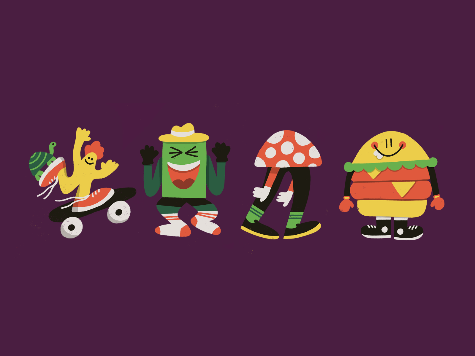 Sup tuesday dude mushroom burger fun doodle character art illustration.png