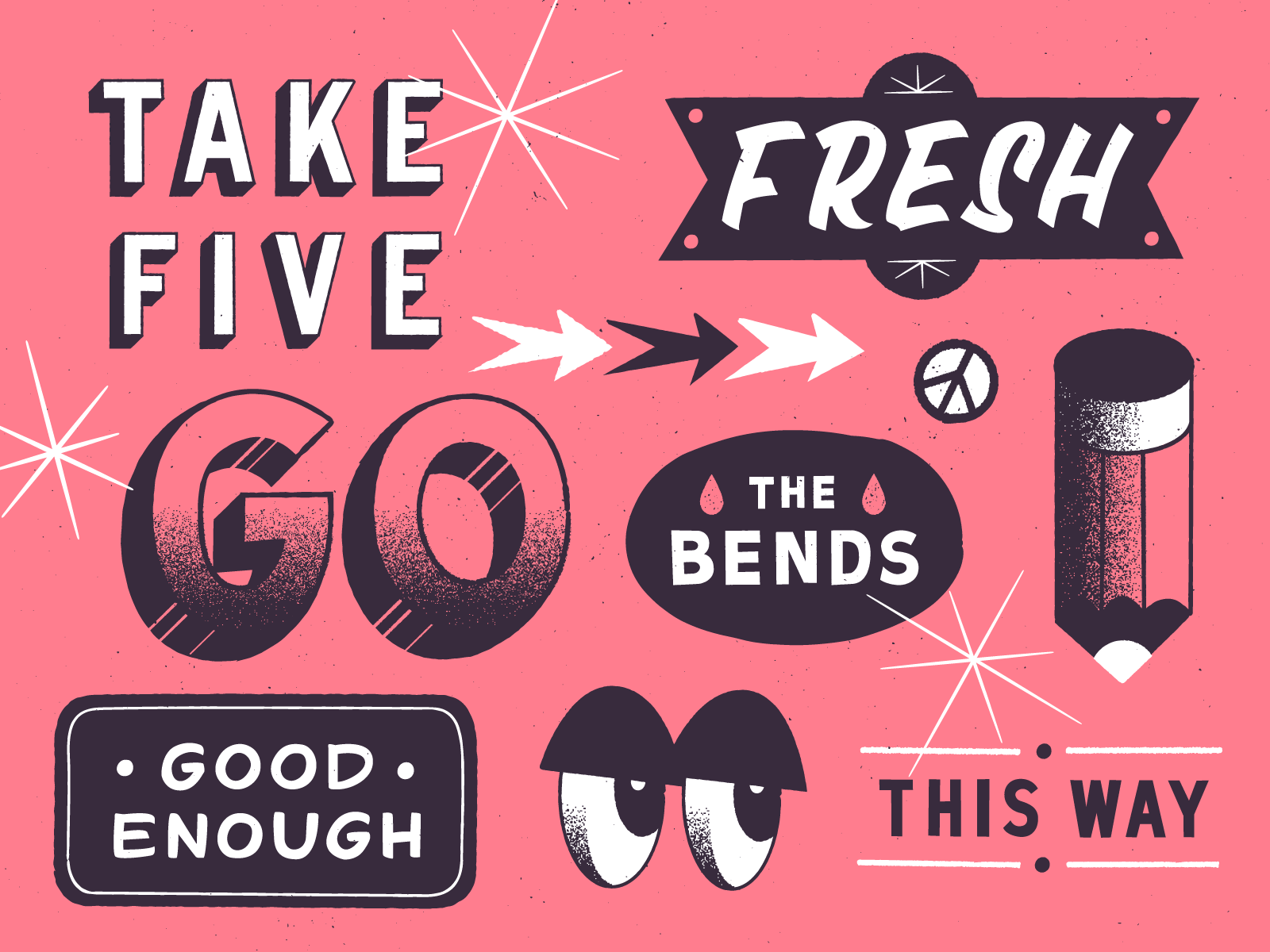 The Bends vector sign grit type lettering texture art illustration.png