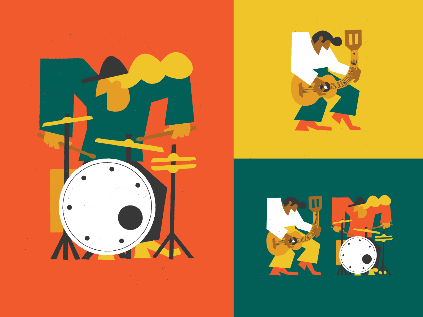 The band guitar drums characterillustration character band jam music v.png