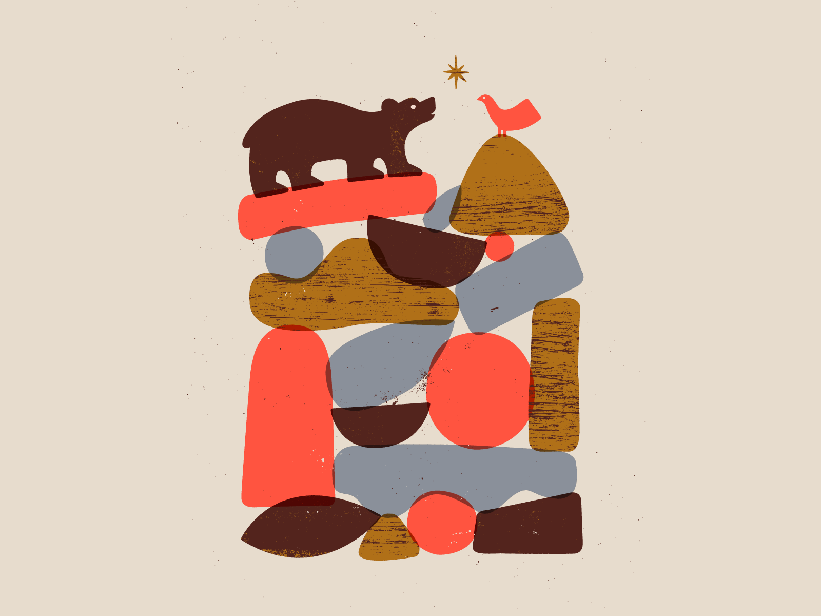 The bird and the bear illustration art fun stack vector textures grit.png