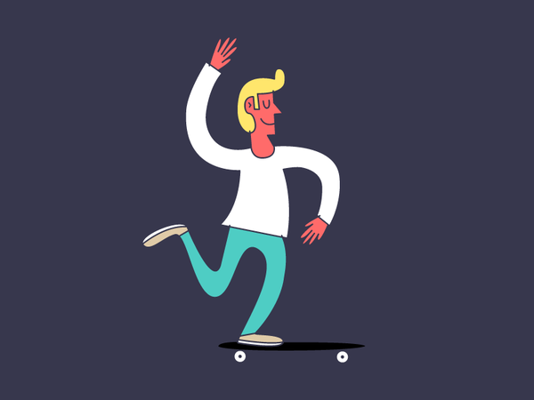 They call him... The dancer. flat vector guy cool blonde sunburnt skat.png