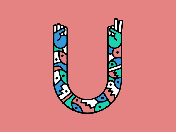 U illustration thick mono stroke line type letter u things hand fist p.png