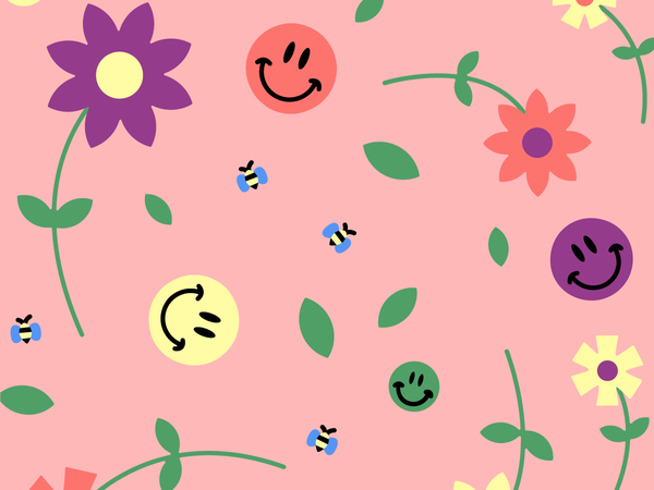 Untitled spring flower flat smiley fun pattern doodle vector art illus.png