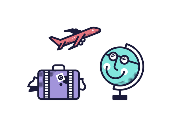 vector illustration design halftone suitcase plane globe icon icons.png