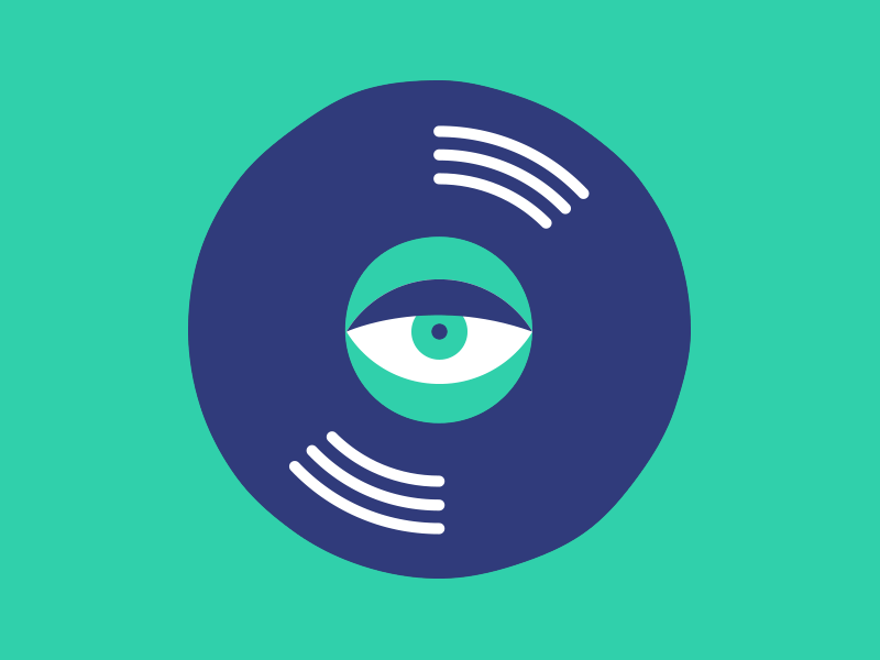 vector illustration flat spin eyeball animation motion eye music icon.gif