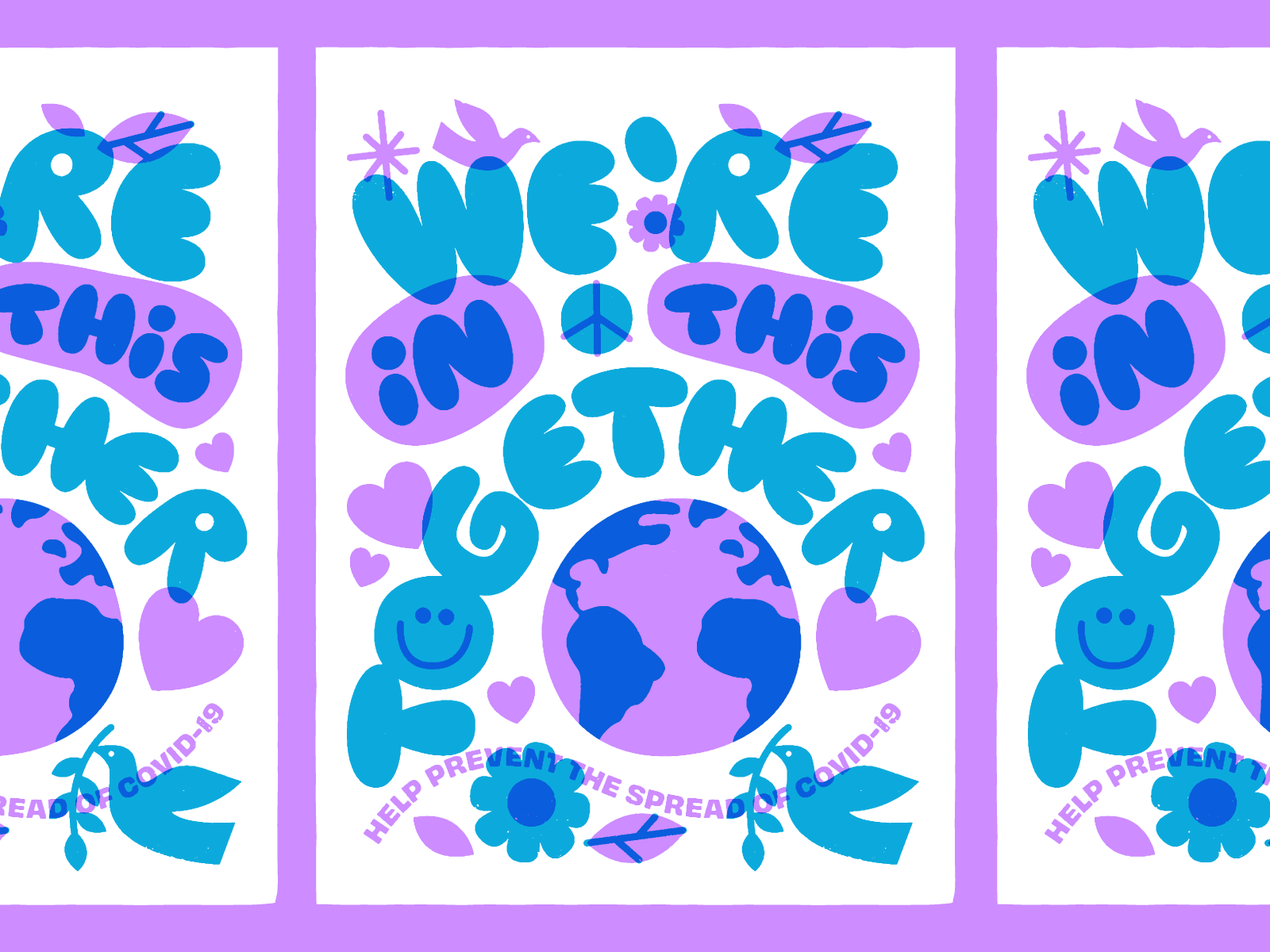 Were In This Together! globe earth peace overlay poster print covid co.png