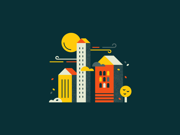 Windy nights  moon night illustration wind geometric vector town.png
