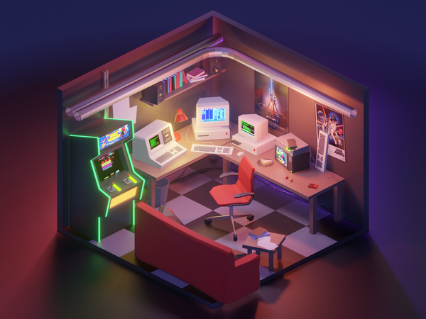80s Hacker Room retro design retrowave synthwave 80s style lowpolyart.png